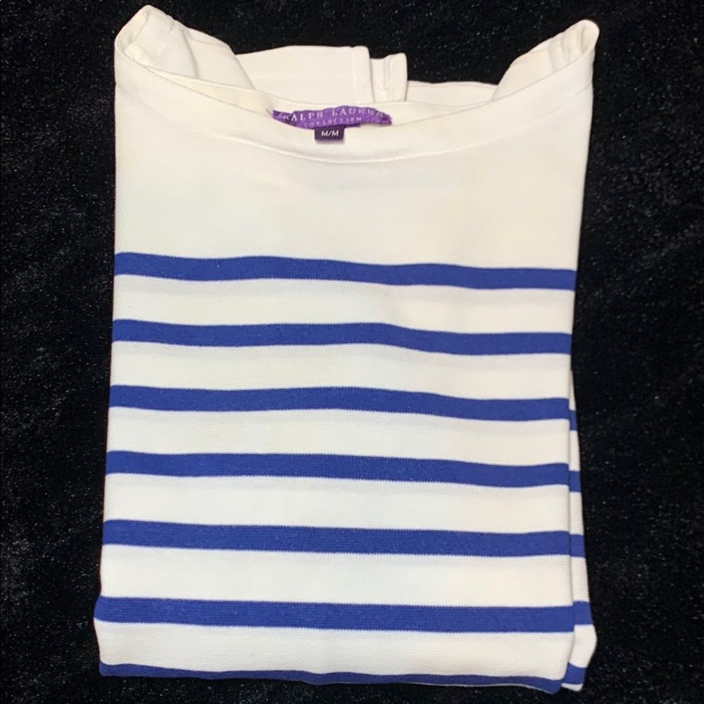 Purple Label Ralph Lauren Collection Striped Boatneck Mariner Sweater Medium - Picture 14 of 14